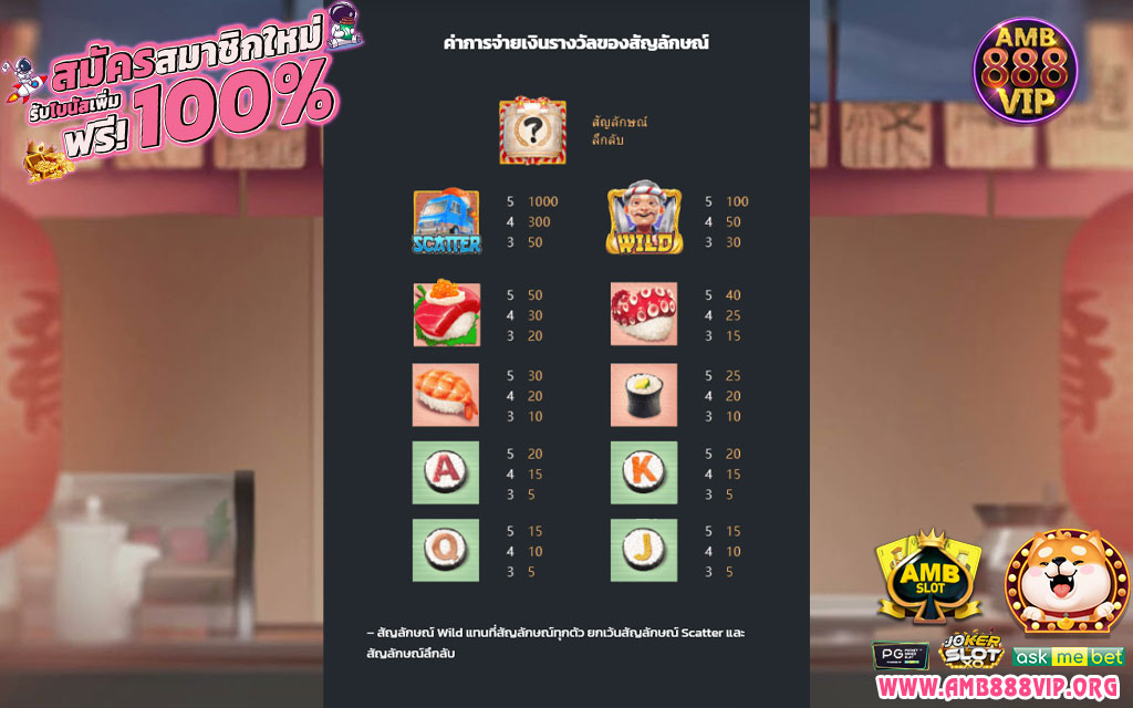 ทดลองเล่น Sushi Oishi เกมสล็อต PG